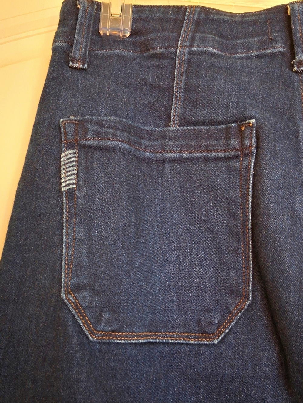 PAIGE Dark Blue High-Rise Wide Leg Jeans - Picture 6 of 16